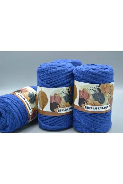 Hobigram Saks Blue Twisted Macrame Scraping Thread – Special Design, Accessories, High-Quality Production, Eye-Catching Style – Knitting