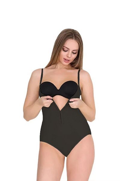 Form Time Women's Plus Size Black Body Corset with Snap Fasteners Underbust 9105