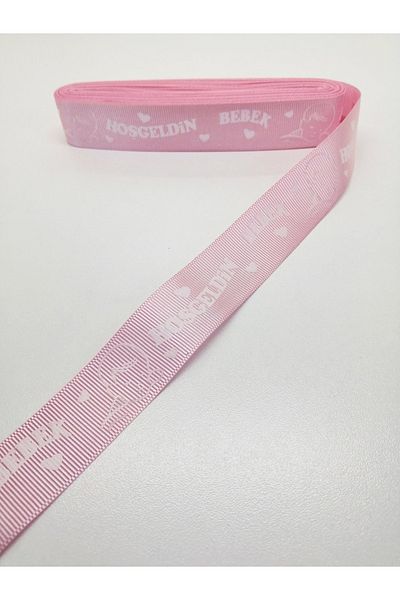 Hobigram Pink Welcome Baby Themed Grosgrain Κορδέλα 2,5 cm 1 Meter – Κορδέλα, Κομψό Σχέδιο, Γυναικείο Αξεσουάρ