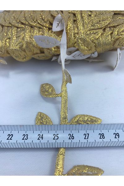 Hobigram 5 metri de panglică decorativă din frunze de satin auriu închis pentru ornament de ambalare – panglică decorativă –