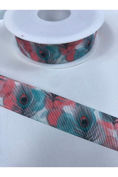 Hobigram Panglică Grosgrain cu model de pene colorate 2,5 cm lățime – Panglică, Design elegant, Accesoriu pentru femei – Panglică – Ku