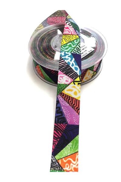 Hobigram Κορδέλα Grosgrain με πολύχρωμα σχέδια 2,5 cm – Ειδικό σχέδιο, αξεσουάρ, ποιοτική παραγωγή, εντυπωσιακό στυλ – K