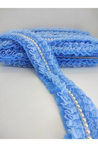 Hobigram Panglică cu volan cu perle albastre – Design special, Accesoriu, Producție de calitate, Stil atrăgător – Panglică