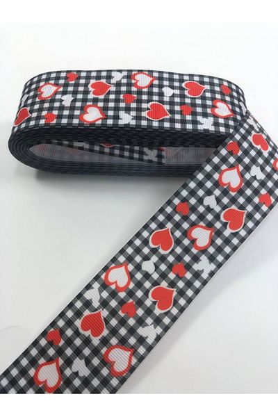 Hobigram Μαύρη καρό μικρή καρδιά Grosgrain κορδέλα – Προσαρμοσμένο σχέδιο, αξεσουάρ, ποιοτική παραγωγή, εντυπωσιακό στυλ