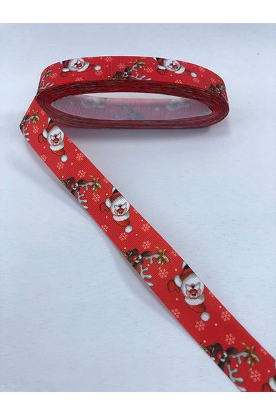 Hobigram شريط Grosgrain للعام الجديد منقوش على شكل غزال سانتا كلوز