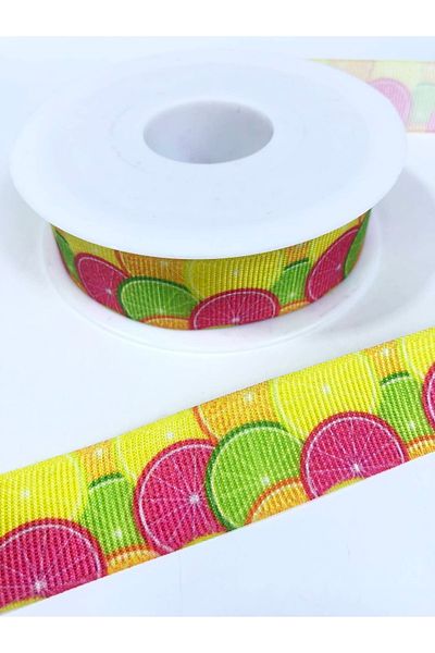 Hobigram Πολύχρωμη κορδέλα Grosgrain με μοτίβο φρούτων σε φέτες – Κορδέλα, κομψό σχέδιο, γυναικείο αξεσουάρ – Κορδέλα