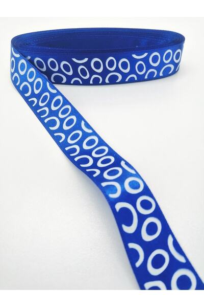 Hobigram Сатинова стрічка з синім крапчастим візерунком, 2,5 см, 1 метр – стрічка, стильний дизайн, жіночий аксесуар – Kurde
