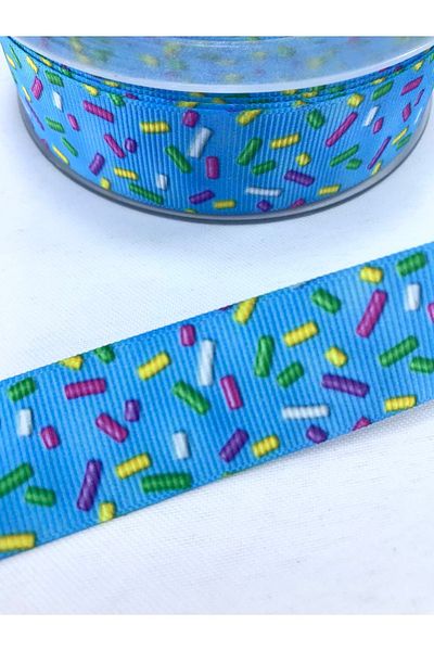 Hobigram Panglică Grosgrain cu model de bomboane de culoare albastră – Design special, accesoriu, producție de calitate, stil atrăgător