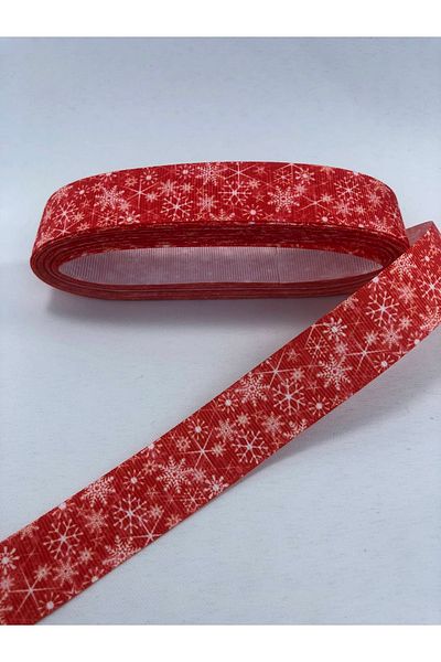 Hobigram Κόκκινη κορδέλα Grosgrain με μοτίβο νιφάδας χιονιού – Προσαρμοσμένο σχέδιο, αξεσουάρ, ποιοτική παραγωγή, εντυπωσιακό στυλ