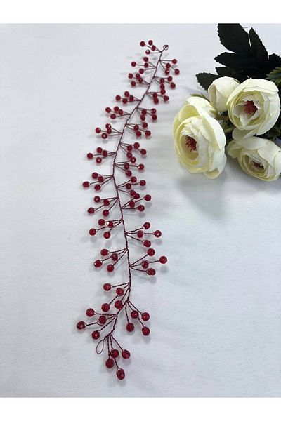 Hobigram إكسسوار شعر وعمامة من الكريستال الأحمر – تصميم خاص، إكسسوار، إنتاج عالي الجودة، طراز مذهل