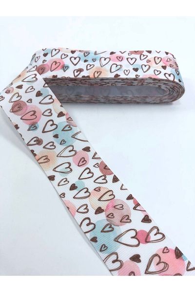 Hobigram Καφέ σχέδιο με μοτίβο καρδιάς Grosgrain κορδέλα – κορδέλα, κομψό σχέδιο, γυναικείο αξεσουάρ