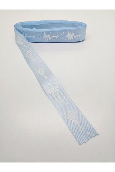 Hobigram Panglică Grosgrain Baby Blue Pine Tree 2,5 Cm 1 Meter – Panglică, Design Elegant, Accesoriu Femei – Panglică