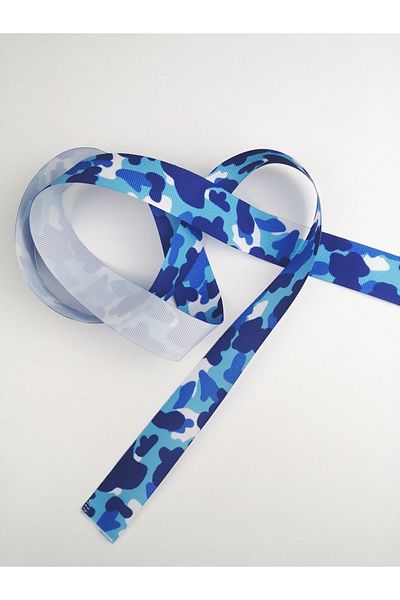 Hobigram Κορδέλα Grosgrain με μπλε μοτίβο παραλλαγής – Προσαρμοσμένο σχέδιο, αξεσουάρ, ποιοτική παραγωγή, λαμπερό στυλ – K
