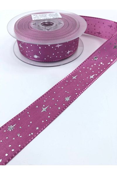 Hobigram Cranberry Star Patterned Taffeta Ribbon Η τιμή είναι για 1 μέτρο – Κορδέλα, Κομψό Σχέδιο, Γυναικείο Αξεσουάρ – Κορδέλα