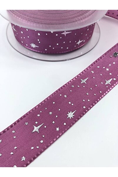 Hobigram Cranberry Star Patterned Taffeta Ribbon Η τιμή είναι για 1 μέτρο – Κορδέλα, Κομψό Σχέδιο, Γυναικείο Αξεσουάρ – Κορδέλα