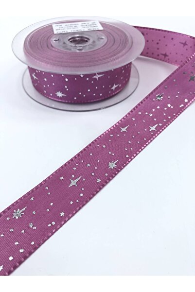 Hobigram Cranberry Star Patterned Taffeta Ribbon Η τιμή είναι για 1 μέτρο – Κορδέλα, Κομψό Σχέδιο, Γυναικείο Αξεσουάρ – Κορδέλα