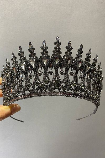 Hobigram أنثراسيت مدخن زينا موديل هينا وتاج الزفاف – إكسسوار العروس، تصميم أنيق، إكسسوار نسائي – العروس