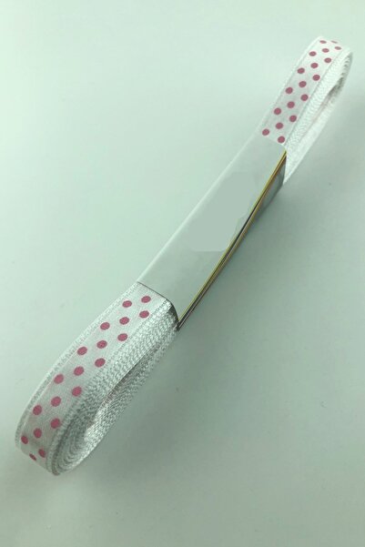 Hobigram Λευκή ροζ πουά σατέν κορδέλα 1 cm – Ειδικό σχέδιο, αξεσουάρ, ποιοτική παραγωγή, εντυπωσιακό στυλ