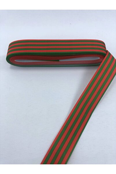 Hobigram Panglică Grosgrain cu model de linie verde roșie – Panglică