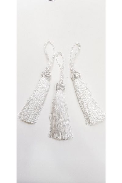 Hobigram Ciucuri simple cu ciucuri albe 12cm 1 bucată – Design special, Accesoriu, Producție de calitate, Stil atrăgător –