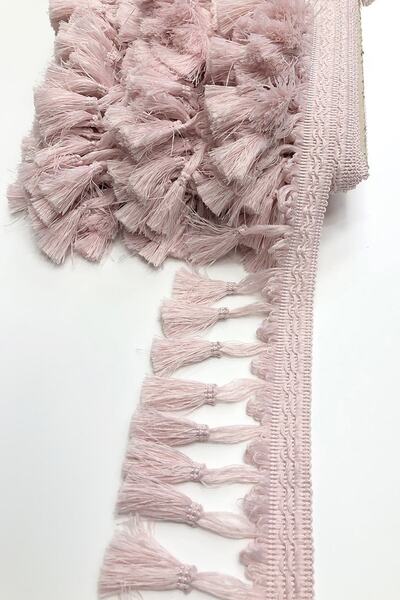 Hobigram Декоративна стрічка світло-рожева з помпонами та бахромою 7 см 1 м – Декоративна стрічка, стильний дизайн – Декоративна