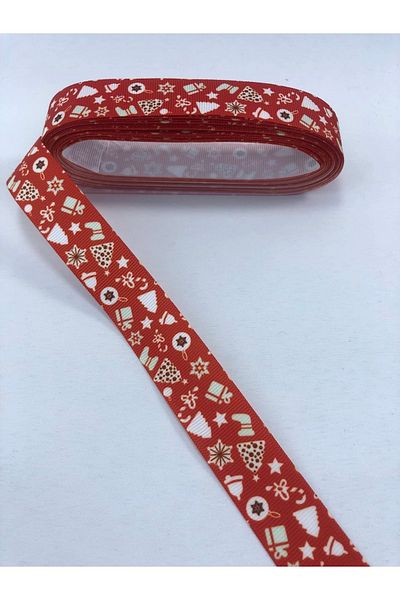 Hobigram شريط Grosgrain منقوش باللون الأحمر بطول 1 متر - عبوة هدية