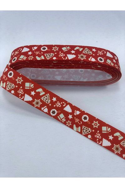 Hobigram شريط Grosgrain منقوش باللون الأحمر بطول 1 متر - عبوة هدية