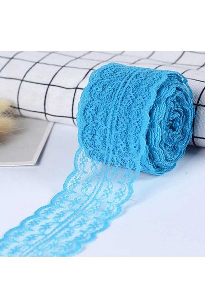 Hobigram Panglică din dantelă albastră 4 cm 1 minge – Design special, accesoriu, producție de calitate, stil atrăgător