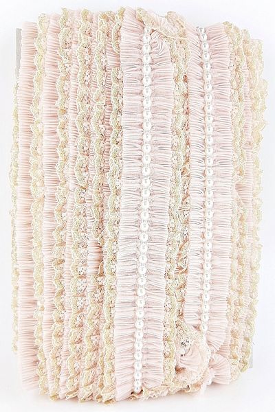 Hobigram Χειροποίητα προϊόντα Πούδρα με πέρλες Glitter Lace Pleat Ruffle – Διακοσμητική κορδέλα, κομψό σχέδιο, γυναικείο αξεσουάρ
