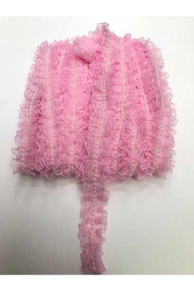 Hobigram Διακοσμητική κορδέλα Pink Pearl Ruffle – Ειδικό σχέδιο, Αξεσουάρ, Ποιοτική Παραγωγή, Εντυπωσιακό Στι
