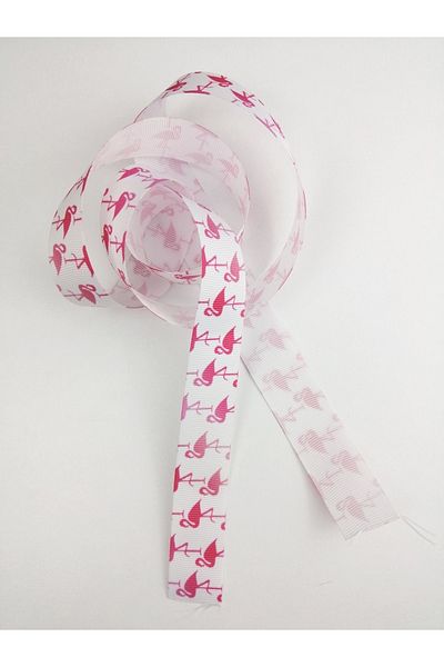 Hobigram Κορδέλα Grosgrain με ροζ μοτίβο Flamingo – Ειδικό σχέδιο, αξεσουάρ, ποιοτική παραγωγή, εντυπωσιακό στυλ