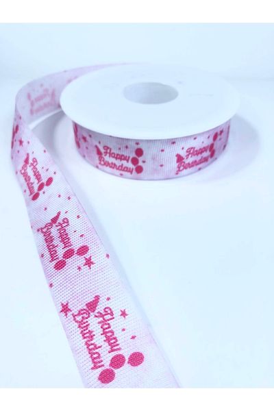 Hobigram Ροζ Καλά Μέρα Γενεθλίων Γραμμένη Κορδέλα Grosgrain – Κορδέλα, Κομψό Σχέδιο, Γυναικείο Αξεσουάρ – Κορδέλα
