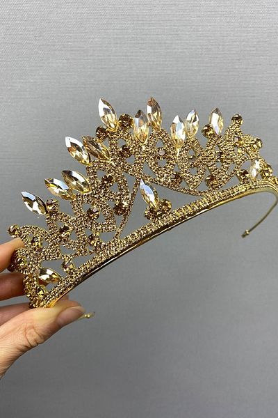 Hobigram Honey Colored Liya Bridal Crown and Earring Set