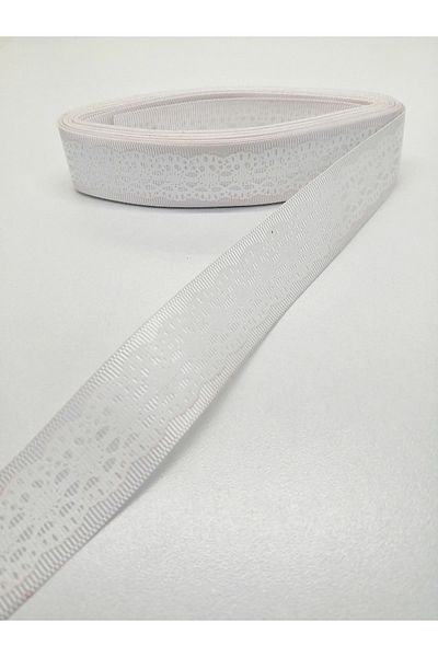 Hobigram Κρεμ δαντέλα με στάμπα Grosgrain κορδέλα 2,5 cm 2 μέτρα – κορδέλα, κομψό σχέδιο, γυναικείο αξεσουάρ