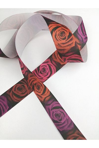 Hobigram Panglică imprimată cu model de trandafir roșu – Design special, Accesoriu, Producție de calitate, Stil atrăgător – Kur