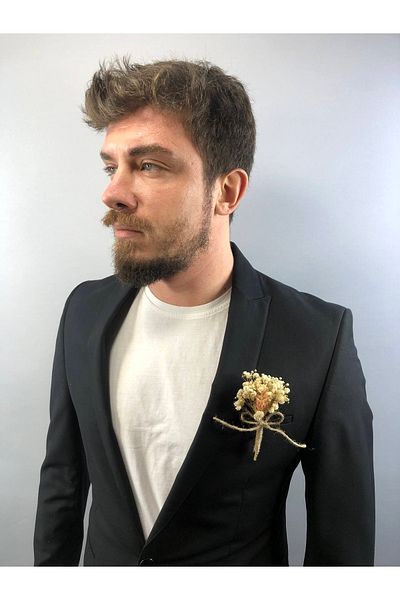 Hobigram Groom Boutonniere με άνθη σε σκόνη 5 τεμαχίων – Τεχνητό & ξηρό λουλούδι, κομψό σχέδιο, γυναικείο αξεσουάρ – τεχνητό λουλούδι