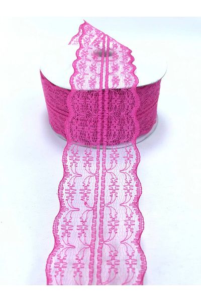 Hobigram Panglică din dantelă fucsia 3 metri – Design special, Accesoriu, Producție de calitate, Stil atrăgător – Decorativ