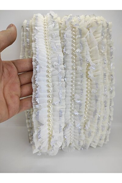 Hobigram Κρεμ Ασημί Glitter Pearl Ruffle Κορδέλα – Ειδικό Σχέδιο, Αξεσουάρ, Ποιοτική Παραγωγή, Εντυπωσιακό Στυλ –