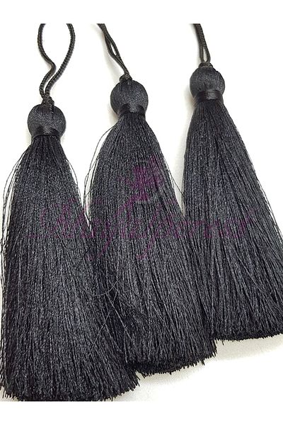 Hobigram Μαύρη μονή φούντα 10 cm (1 τεμάχιο)-tps-1094 – Διακοσμητική κορδέλα, κομψό σχέδιο, γυναικείο αξεσουάρ – Deko