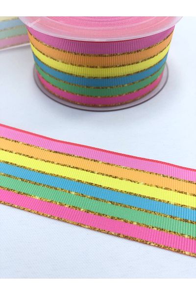 Hobigram Rainbow Colorful Grosgrain Κορδέλα Πλάτος 4 cm Η τιμή είναι για 1 μέτρο – Κορδέλα, Κομψό Σχέδιο – Κορδέλα