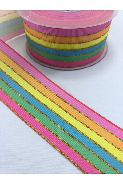 Hobigram Rainbow Colorful Grosgrain Κορδέλα Πλάτος 4 cm Η τιμή είναι για 1 μέτρο – Κορδέλα, Κομψό Σχέδιο – Κορδέλα