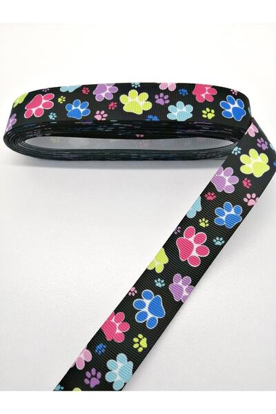 Hobigram Panglică Grosgrain cu model de labe colorate 2,5 cm 3 metri – Panglică, design elegant, accesoriu pentru femei – Panglică