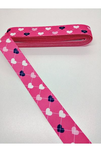 Hobigram Κορδέλα Grosgrain με σχέδιο φούξια καρδιά 2,5 cm 3 μέτρα – Κορδέλα, Κομψό Σχέδιο, Γυναικείο Αξεσουάρ – Κορδέλα