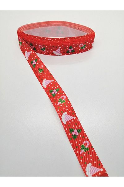 Hobigram شريط Grosgrain منقوش باللون الأحمر لعيد الميلاد 2.5 سم 1 متر