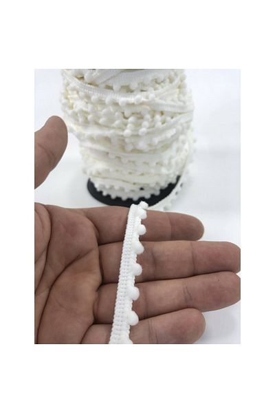 Hobigram Κρέμα Tiny Pompon 5 Yards – Διακοσμητική κορδέλα, Κομψό Σχέδιο, Γυναικείο Αξεσουάρ – Διακοσμητική Κορδέλα