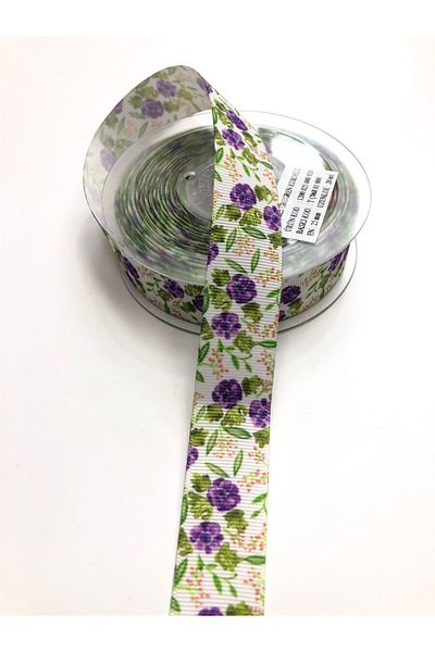 Hobigram Panglică Grosgrain cu Motive Florale 2,5 Cm – Design Special, Accesoriu, Producție de Calitate, Stil Glamorous – Ku