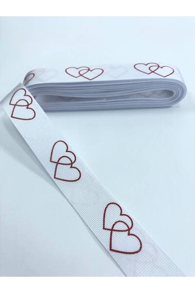 Hobigram Κόκκινη κορδέλα Grosgrain με μοτίβο δύο καρδιών Η τιμή είναι για 1 μέτρο – Κορδέλα, κομψό σχέδιο, γυναικείο αξεσουάρ