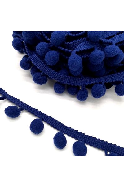 Hobigram Το Navy Blue Pompom Ribbon είναι η τιμή για 5 μέτρα – Διακοσμητική κορδέλα, κομψό σχέδιο, γυναικείο αξεσουάρ – διακοσμητικό