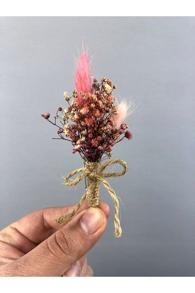 Hobigram Pink Chips Cotton Grass Boutonniere 10 τεμαχίων – Τεχνητό & Ξηρό Λουλούδι, Κομψό Σχέδιο – Τεχνητό Λουλούδι
