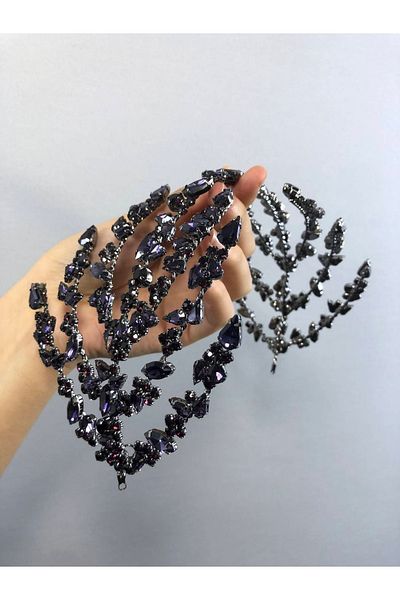 Hobigram إكسسوار شعر زيلين موديل أرجواني مزدوج الجوانب تاج الزفاف – إكسسوار الزفاف، تصميم أنيق – إكسسوارات الزفاف